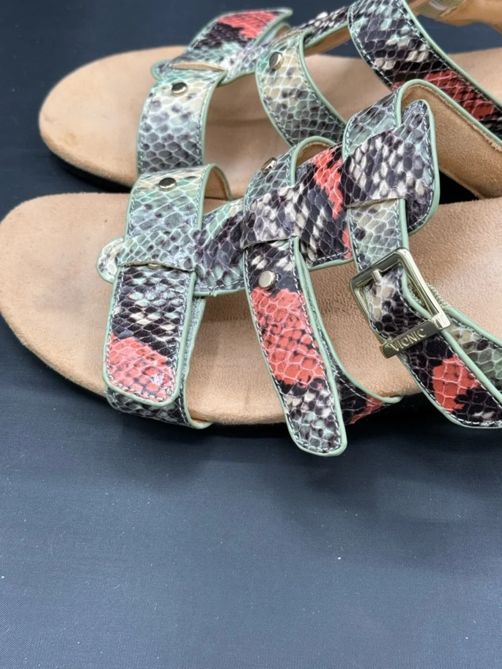 Vionic Snake Print Wedge Heels Boho Y2K Indie Sleaze‎ Strappy- Size 8